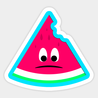 Cute sad bitten piece of watermelon Sticker